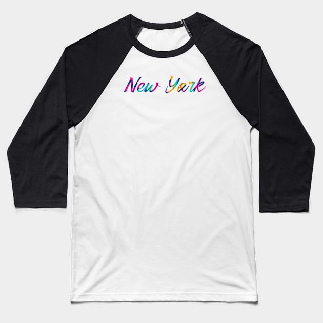 New york colorful rainbow latin Baseball T-Shirt by creative.z